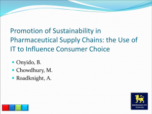 Promotion of Sustainability in Pharmaceutical Supply