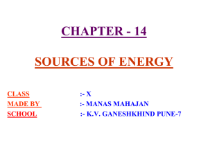 CHAPTER - 14 SOURCES OF ENERGY