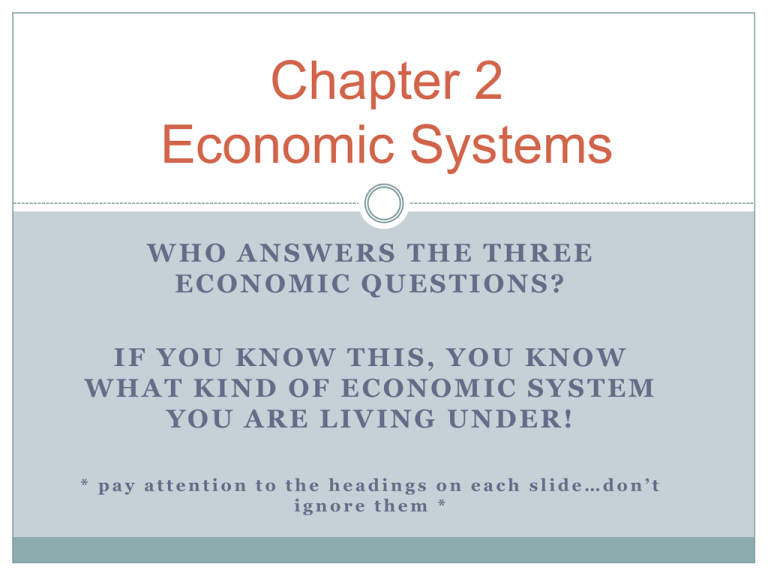 Chapter 2 Economic Systems