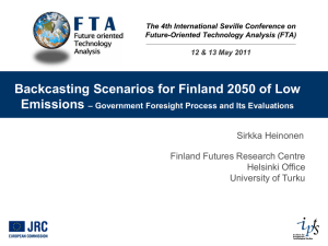 Backcasting Scenarios for Finland 2050 of Low Emissions
