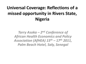 Universal Coverage - African Health Economics and Policy