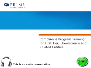 Compliance Program Training for First Tier, Downstream and