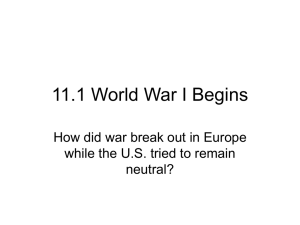 11.1 World War I Begins