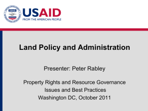 Module 4: Land Policy and Administration (Rabley)