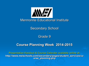 Grade 9 Course Planning 2014-2015