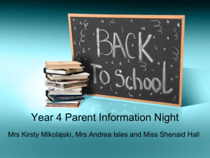 Year 4, Parent Information Night