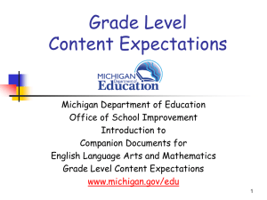 Assessing Michigan`s Grade 3-8 Grade Level Content
