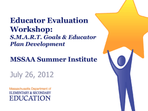 Educator Evaluation Workshop: S.M.A.R.T. Goals & Educator Plan