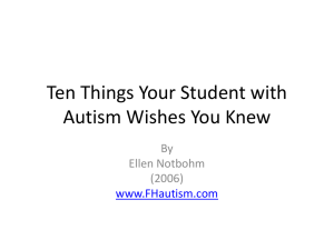Ten Things Your Student with Autism Wishes You