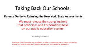 Taking Back Our Schools: - NYS Allies for Public Education