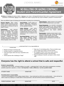 Student-Parent No-Bullying/Hazing Contract