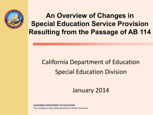 An Overview of Changes in Special Education Service Provision