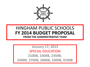 Special Education Budget Presentation FY 2014