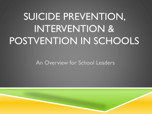Suicide Prevention, Intervention & Postvention in - SMH