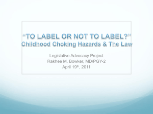 To Label Or Not To Label?: Childhood Choking Hazards & The Law