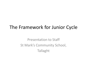 Presentation to Staff on Junior Cycle