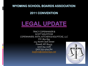 2011 Legal Update - Wyoming School Boards Association