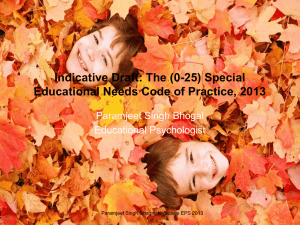 Special Educational Needs Draft Code of Practice