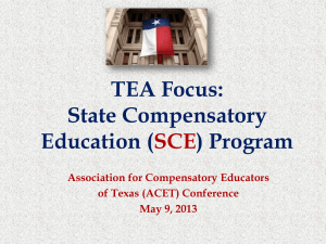 TEA Focus: State Compensatory Education (SCE) Program