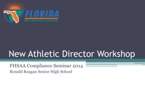 New Athletic Director Workshop - Florida High School Athletic