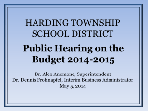 Final 2014-2015 Budget - Harding Township School / Overview