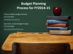 Planning for the Coming Year Budget