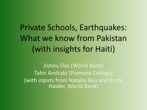 Private Schools, Earthquakes: What we know