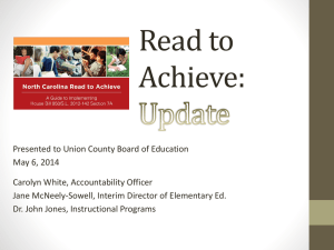 Read to Achieve: Update - Union County Public Schools