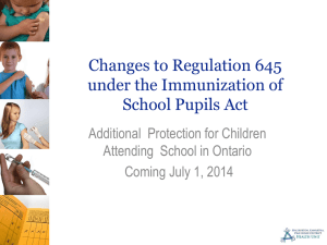 Changes to Immunization of School Pupils Act