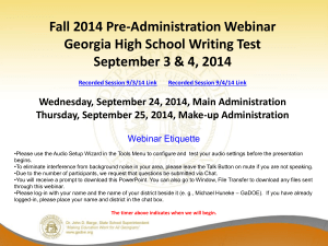 GHSWT Pre-Administration Webinar 2014