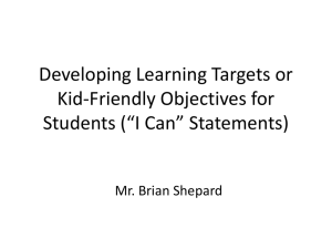 Learning Objectives Kid Friendly *I Can* Statements