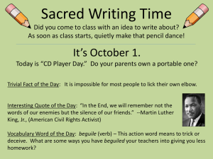 Sacred Writing Time Did you come to class with an idea to write