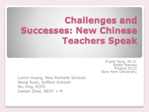 Challenges and Successes: New Chinese Teachers - CLTA-GNY