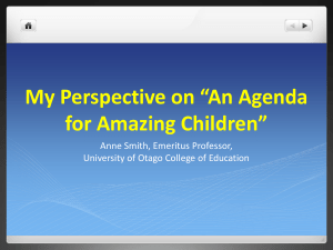 My Perspective on *An Agenda for Amazing Children*