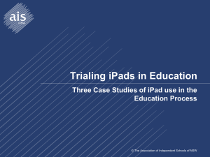 Workshop 1A - Trialling iPads in Education