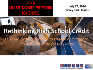 Session 1A - Rethinking High School Credit