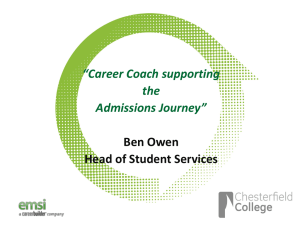 Ben Owen, Head of Student Services at Chesterfield College