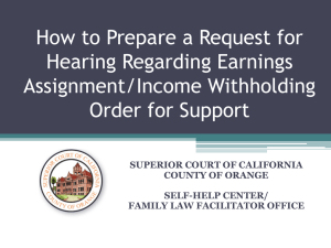 Request for Hearing Regarding Earnings Assignment
