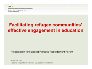 Facilitating refugee communities` effective engagement in