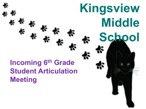 Kingsview Middle School Incoming 6 th Grade Student Articulation