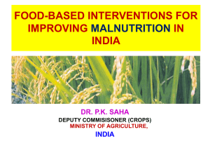 FOOD-BASED INTERVENTIONS FOR IMPROVING MALNUTRITION