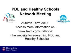 PDL and Healthy Schools network meeting – Autumn Term 2013