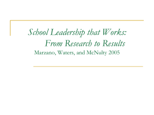 School Leadership that Works From Research to Results
