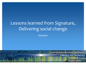 Lessons learned from Signature - welbni.org