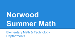 Norwood Summer Math - Norwood Public Schools