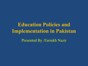 Education Policy and Implementation in Pakistan
