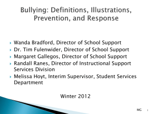 Bullying: Definitions, Illustrations, Prevention, and Respones