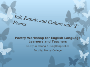 Self family, and culture into "I" Poems