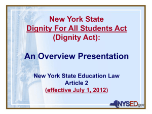 New York State Dignity For All Students Act (DASA) New