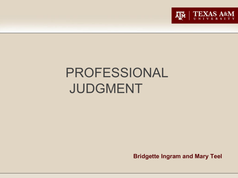 Professional Judgement